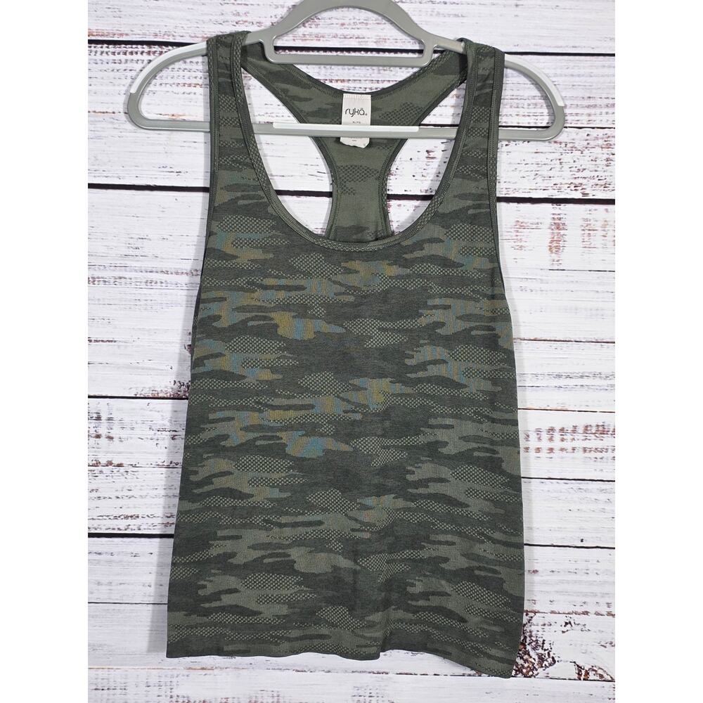 Ryka womens racerback tank top gray/blk cam and green camo (2) size XL